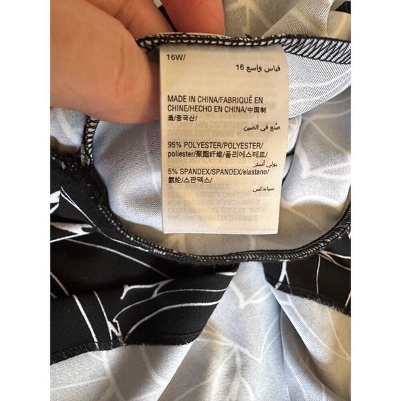 Alfani Skirt Plus Sz16W Midi Cobalt Breeze Black White Floral Elastic Waist NEW - Picture 7 of 12